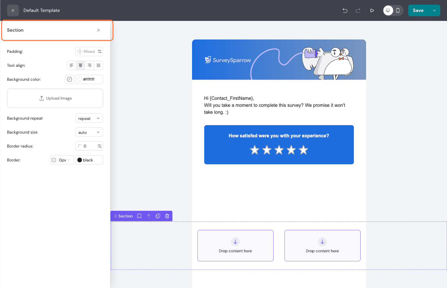 Click on Default Template…